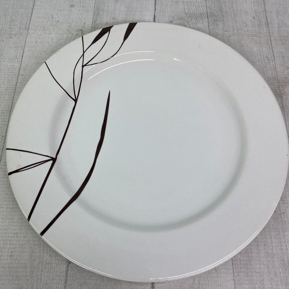 Home Target DUSK Brown Geometric Leaves White Stoneware 11" Dinner Plate Set 4 - Picture 4 of 16
